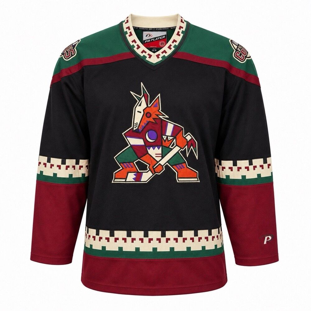 Vintage 90s Pro Player Phoenix Coyotes Kachina NHL Hockey Jersey Black Large